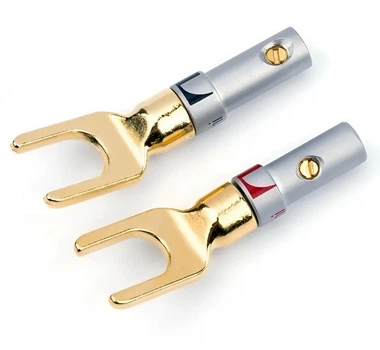 Штекеры акустические типа лопатка Spade Plug разборной Premium Black/Red lable, 2 шт (48954)