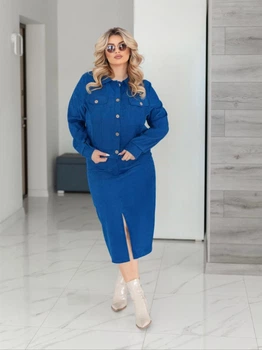Женский костюм из микровельвета Fashion 50/52 джинс