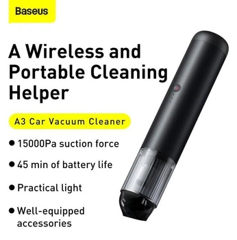Мощный автомобильный пылесос 15000 Pa Baseus A3 Car Vacuum Cleaner (CRXCQA3-0A) Black