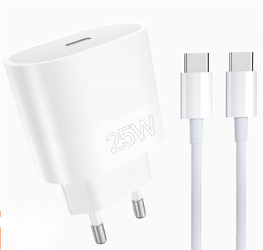 Мережевий зарядний пристрій з кабелем WUW-T86C PD 25W fast charger + USB C to USB C cable set (6972573338030)