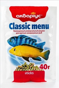 Корм сухий Акваріус Classic Menu для риб у паличках, 40 г