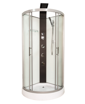 Душовий бокс INSANA Rowena W (XW9809) 90×90×215 см, кутовий, з мілким піддоном 15 см, сатиновий профіль, гідромасаж