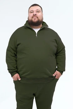 Світшот на блискавці чоловічий Plus Size Khaki 8XL