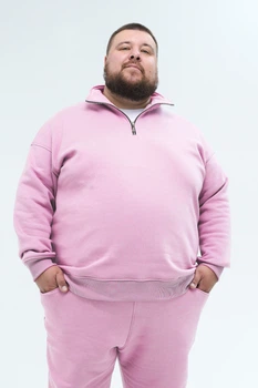Світшот на блискавці чоловічий Plus Size Pink 8XL