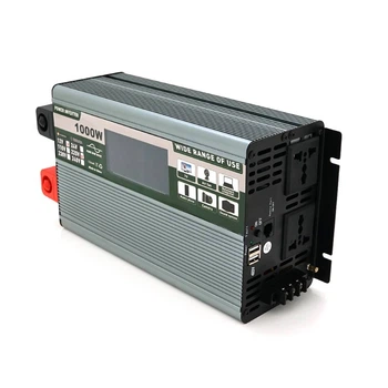 Інвертор напруги Demuda DMDPSW-1000W, 12V/220V, 1000W з правильною синусоїдою, 2 універсальні розетки, 2 USB, Rj 45, клемні дроти, Q6 (UG-29156)