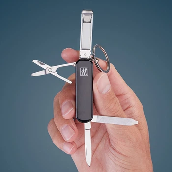 Кусачки ZWILLING для ногтей многофункциональные складные, мини-нож, брелок, черные