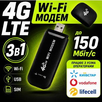 Мобильный роутер 4G LTE WiFi USB модем 150 Мб/с с SIM-картой, портативный вай-фай роутер для ноутбука ПК авто 3G/4G