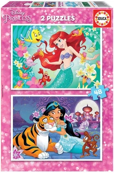 Puzzle Educa Borras Princesas Disney Ariel + Jasmine 2 x 48 elementów (8412668182134)