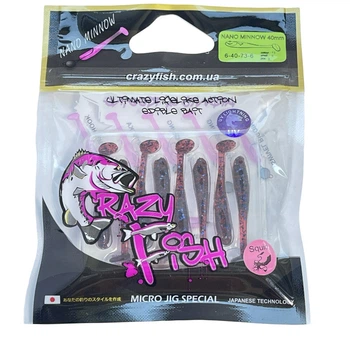 Приманка Crazy Fish Nano minnow 1.6" 6-40-73-6 вкус кальмар уп. (8шт),6-40-73-6