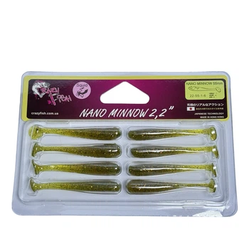 Приманка Crazy Fish Nano minnow 2.2" 22-55-1-6 вкус кальмар уп. (8шт),22-55-1-6