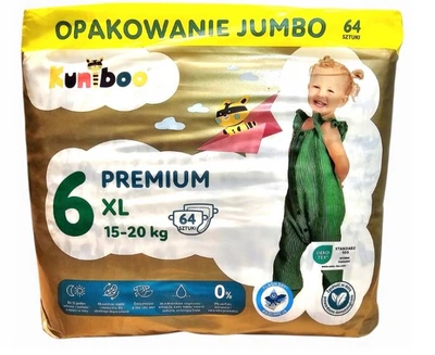 Підгузки дитячі Kuniboo Premium XL 6 розмір 15-20 кг 64 штук Jambo підгузники памперси преміум для дітей