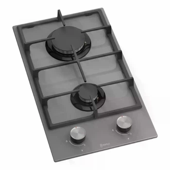 Газовая варочная поверхность Domino PERFELLI PERLA G32C GRIGIO, серая стеклянная рабочая поверхность на кухню на 2 конфорки
