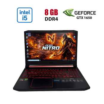 Игровой ноутбук Acer Nitro 5 AN515-43 / 15.6" (1920x1080) IPS / AMD Ryzen 5 3550H (4 (8) ядра по 2.1 - 3.7 GHz) / 8 GB DDR4 / 512 GB SSD / nVidia GeForce GTX 1650, 4 GB GDDR6, 128-bit / WebCam б/у