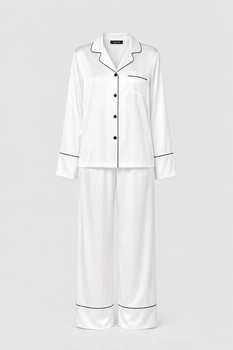 Жіноча шовкова піжама BOBRAND "Classic white" - L