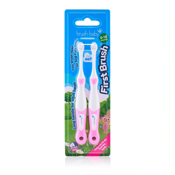 Зубные щетки Brush-Baby First Brush от 0 до 18 месяцев (розовая), 2 шт