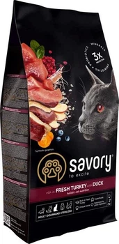 Сухий корм для котів Savory Adult Cat Sterilized 2 кг індичка та качка
