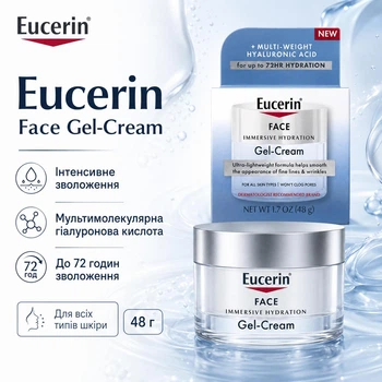 Гель-крем для лица с мультимолекулярной гиалуроновой кислотой Eucerin интенсивно увлажняющий гель-крем для лица 48 г