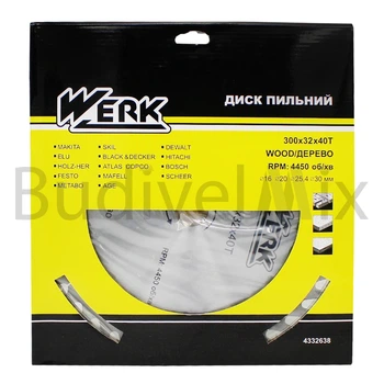 Диск пиляльний WERK 300x32 мм 40Т