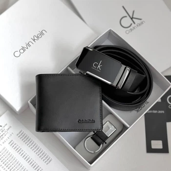Набір Ремень Та Портмоне Гаманець Кельвін Кляйн Чоловічий Чорний Calvin Klein - (294811)