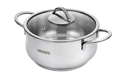 Каструля Ardesto Black Mars зі скляною кришкою нержавіюча сталь 4,3л 22см AR0743S чорна (00107429)