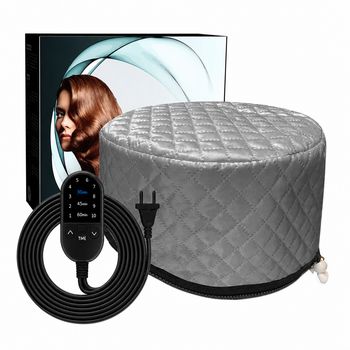 Електрична термошапка сушуар Happy Hair Lux Spa Cap для масок ламінування і лікування волосся сіра