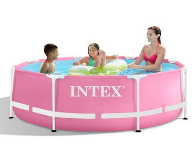 Каркасний басейн Intex 28290 Metal Frame 244 х 76 см об'єм 2843 л Рожевий