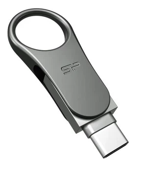 Флеш накопитель USB 64Gb Silicon Power Mobile C80, Titanium, Type-C / USB 3.2 (SP064GBUC3C80V1S)