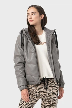 Жіноча сіра двостороння куртка REVERSIBLE FAUX LEATHER DKNY XS DP1J9042
