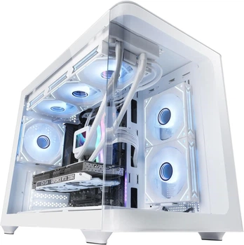 Корпус Mars Gaming MC-FUSIONM White / Micro-ATX / Изогнутое стекло / без БП / Белый (101917546)