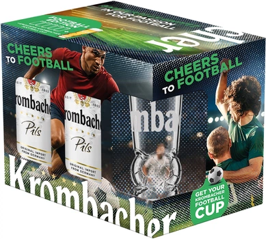 Подарочный набор пива "Футбол" Krombacher Pils 4.8% 0.5 л х 5 шт + бокал (4008287958201)