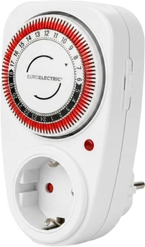 Таймер-розетка Euroelectric (16A/3680W) механический суточный 24Н White ((ST-16A/3,68kW(M))