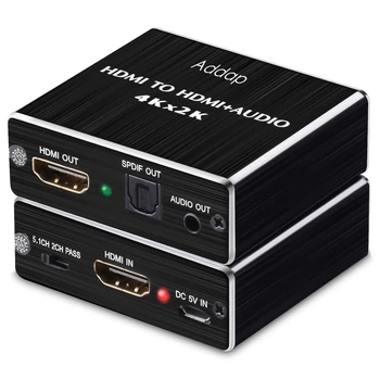 Цифровой HDMI аудио экстрактор, преобразователь звука с HDMI на 3,5 мм miniJack и SPDIF систему Addap HAE02, 4K