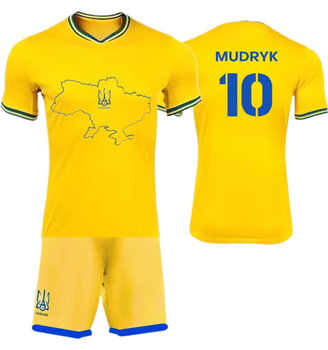 Форма футбольна дитяча Mudryk (Мудрик) 10 Ukraine (Збірна України), сезон 24/25, 28 розмір, ріст 150-155 см, жовта