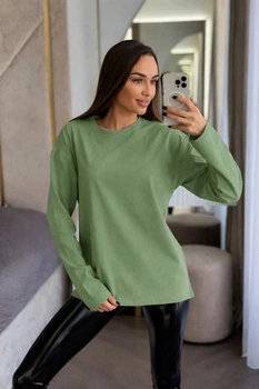 Жіночий однотонний лонгслів оверсайз HiBrand 42 Зелений (hb979698070)