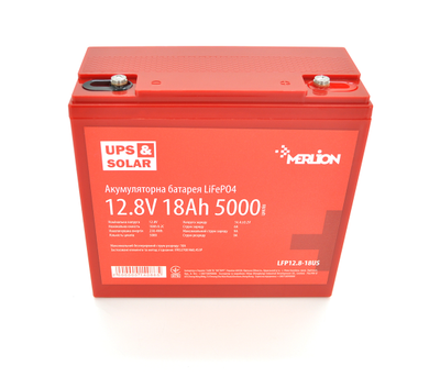 Аккумулятор LiFePO4 12.8V 18Ah MERLION для ИБП UPS (14086)