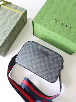 Сумка месенджер чоловіча через плече Gucci Supreme сіра (100)