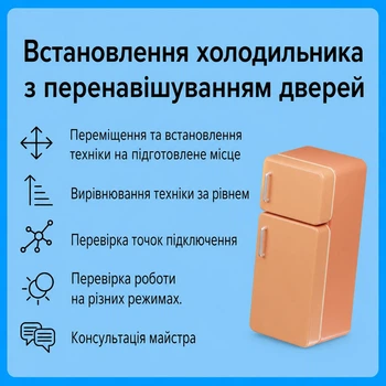 Услуга "Установка холодильника с перенавешиванием дверей"