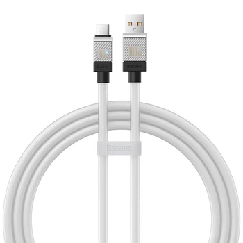 Кабель USB to Type-C Baseus CoolPlay Series для швидкого заряджання Huawei та Honor (1m, 100W, 6A, 480 Mbps). White