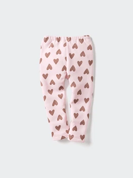 Детские леггинсы на флисе UNIQLO штаны с принтом 1159862554 (Розовый 12-18М) на рост 75-85 см