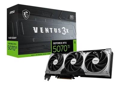 Видеокарта RTX 5070 Ti 16GB GDDR7 Ventus 3X OC MSI (GeForce RTX 5070 Ti 16G VENTUS 3X OC)