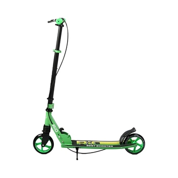 Самокат двухколесный Best Scooter Rio Ju-R-15800, зеленый, складной, с амортизатором и ручным тормозом
