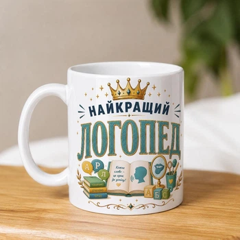 Белая керамическая чашка с дизайном "Лучший логопед"