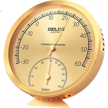 Бытовой термометр-гигрометр с круглым циферблатом DELIXI ELECTRIC для использования в помещении и офисе, металлический термометр, настольный или настенный термометр-гигрометр для теплиц.
