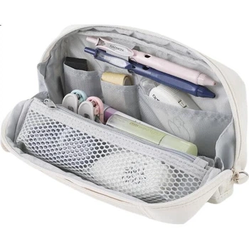 KOKUYO Noritake Collaboration HACO HACO Студентське канцелярське приладдя, стильний пенал великої місткості, багатофункціональна сумка для зберігання для студентів, білий, 1 шт., WSG-PC2X143W