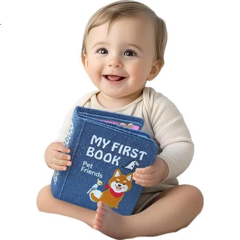 Тканевая книжка «Моя первая книга» по методике Монтессори, для детей 1-6 лет, тематика домашних животных