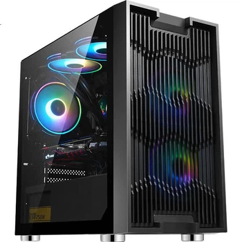 Игровой корпус SAMA Pingtouge M7 Mini Compact, вырез на передней панели для охлаждения, боковая панель из закаленного стекла, поддержка материнских плат M-ATX, отсек для накопителей U3, система организации кабелей, отсек для блока питания.