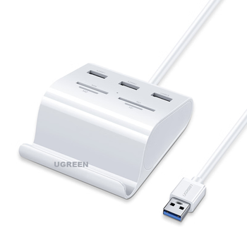 USB-концентратор UGREEN 3.0, высокоскоростная док-станция расширения на 3 порта, разветвитель HUB, многопортовый адаптер для ноутбука с функцией чтения SD/TF-карт и разъемом питания.