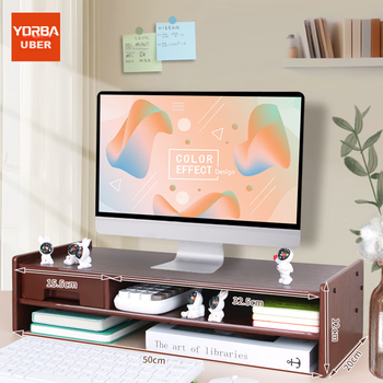 Подставка для компьютера Youbili, шкаф для документов, деревянный стол для увеличения высоты, многофункциональный офисный стол, подставка для клавиатуры, монитора, ноутбука, 5068, цвет орех.
