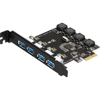 MOGE Desktop PCIE X1 to 4-Port USB3.0 Independent Power Supply Expansion Card, PCI-E Four-Port USB3.2 Gen1 Adaptor Card, Renesas NEC Chip MC2016