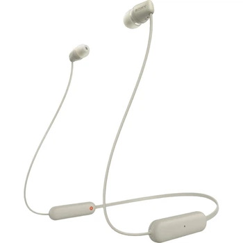 Беспроводные стерео наушники SONY WI-C100 с шейным ободком, Bluetooth, защита от воды и пота IPX4, время работы от батареи около 25 часов, серо-коричневые, идеальный спутник в путешествиях, отличный подарок.